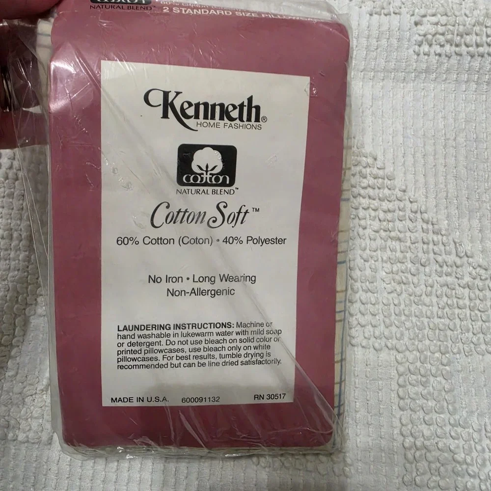 Kenneth‎ Home Fashions Flannel Pillowcases Cotton Blend Vintage New Soft